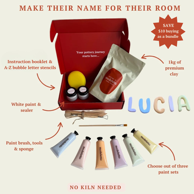 Nursery room letters air-dry pottery kit